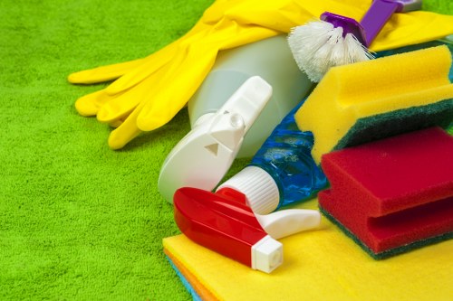 Carpet cleaner working carefully in a home interior