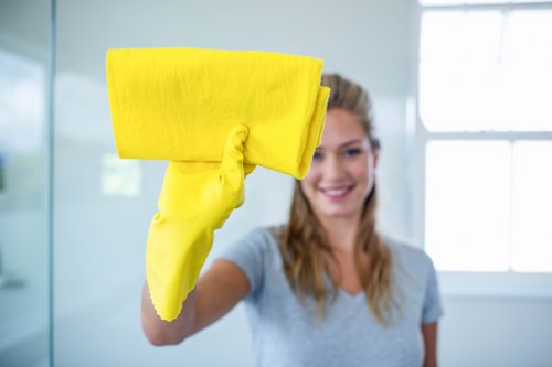 Commercial carpet cleaning service in a Richmond business hallway